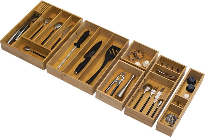 Bamboe keukengereihouder lade Five® - Hout - Sorteervakken