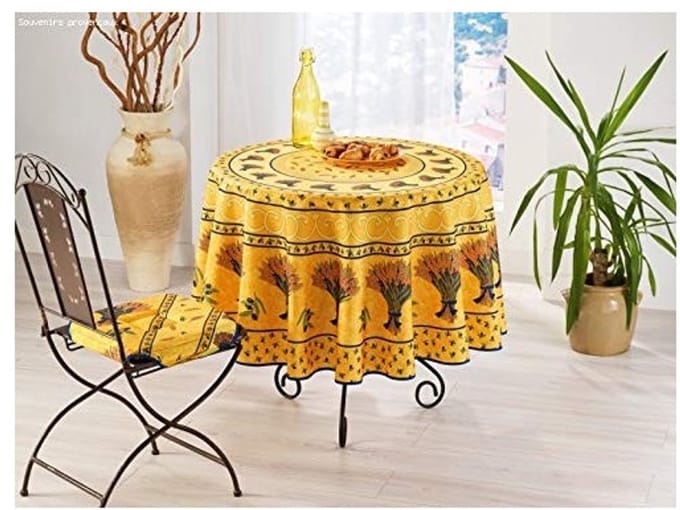 Provençaals rond vlekbestendig tafelkleed tarweboeket 100% polyester
