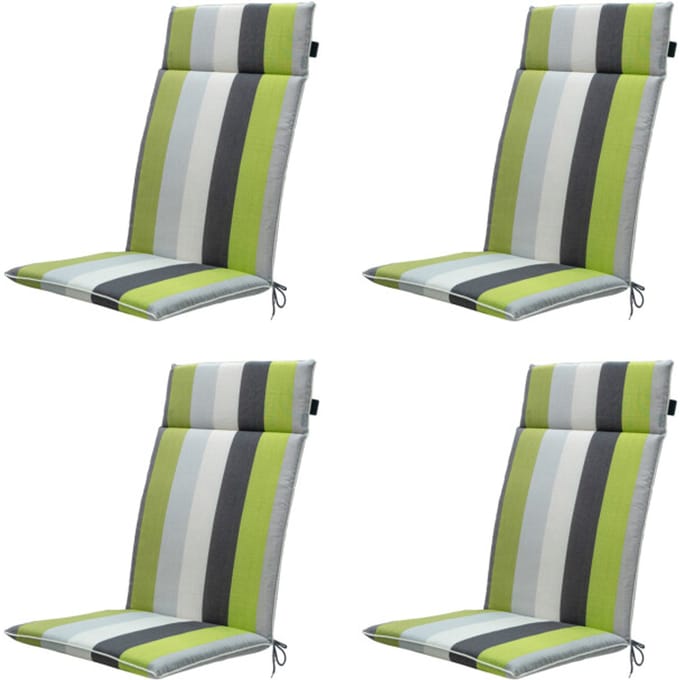 Madison - Tuinstoelkussen Hoge Rug Victoria green - Ca. 120x50 cm - Set van 4