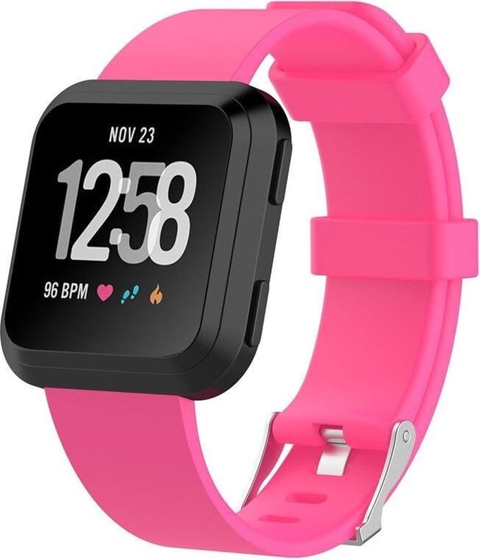 KELERINO. Siliconen bandje voor Fitbit Versa met gespsluiting - Magenta - Small
