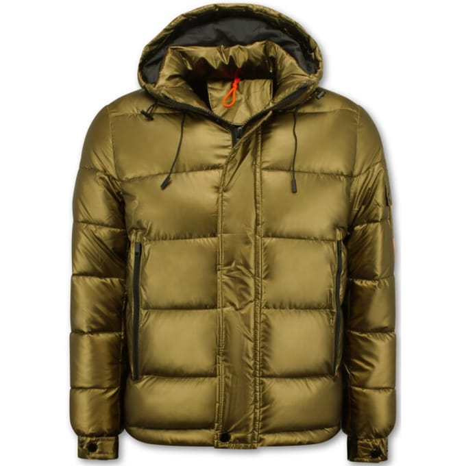 Goudkleurige Puffer Jas Heren met Capuchon
