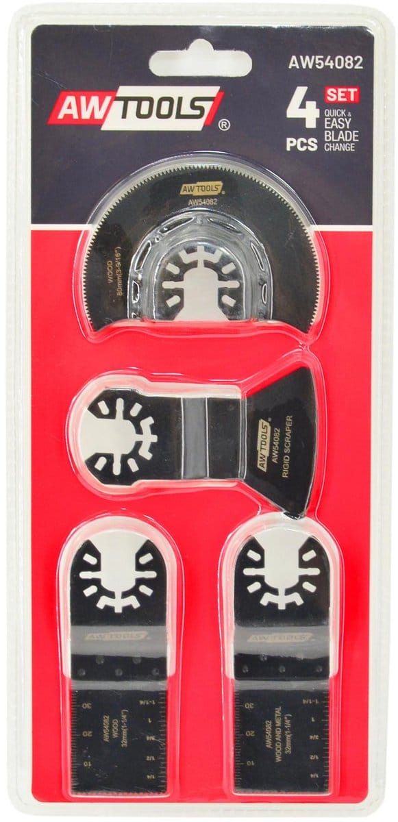 Awtools AW54082 - Set van Zaagbladen - 4 Stuks - HCS en BIM - Voor Diverse Materialen