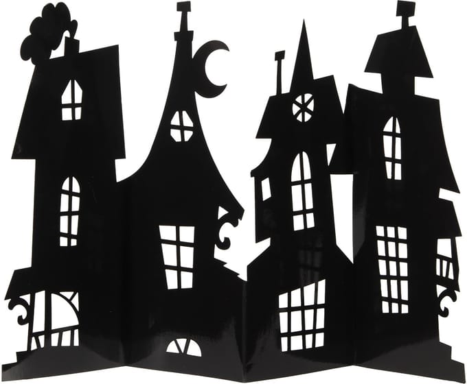 UNIQUE - Tafeldecoratie Spookhuis zwart 60 x 38 cm van karton