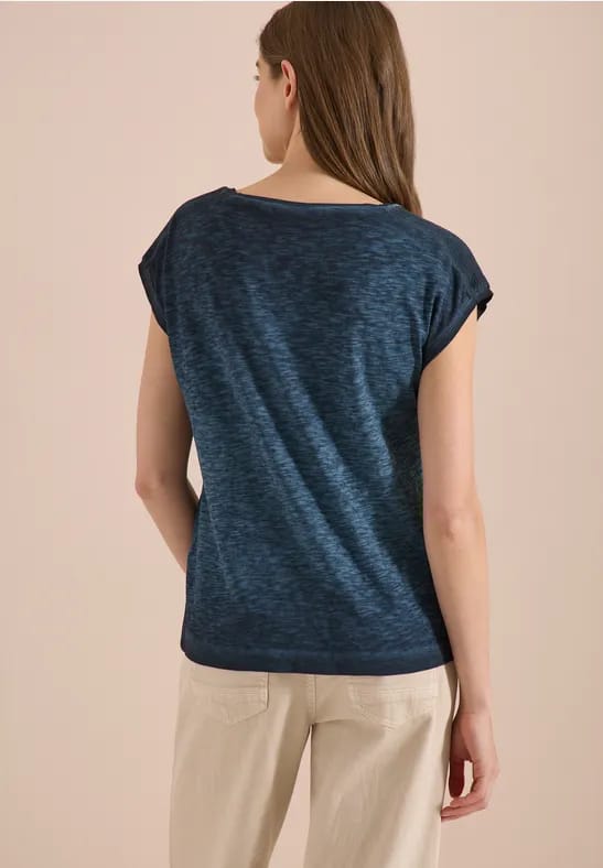 Shirt met boothals in garment-dye look