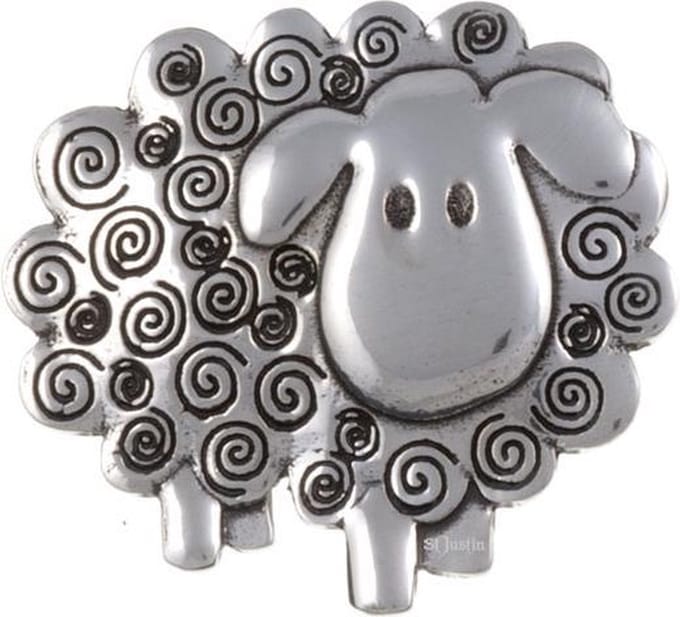 Brooch Swirly sheep ,schapen broche van st justin (PB189)