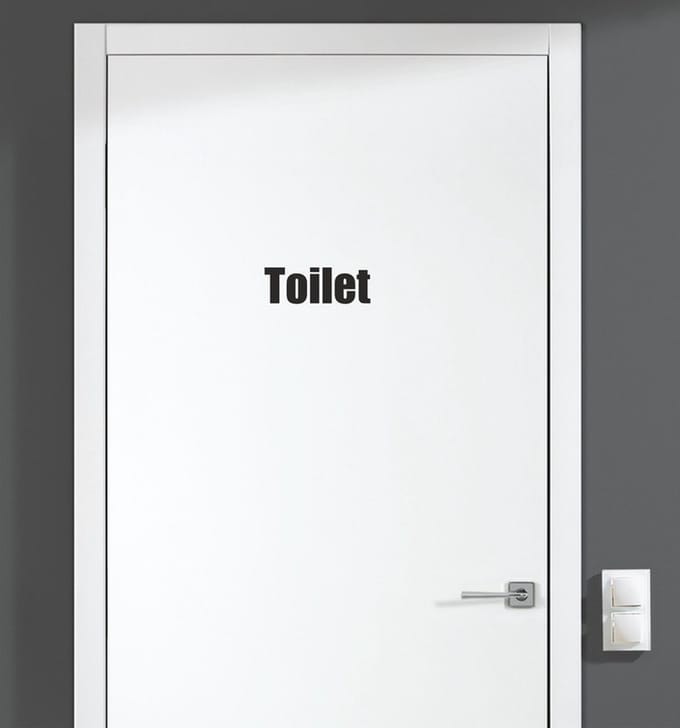 Deursticker - Toilet - Zwart 10x3,5