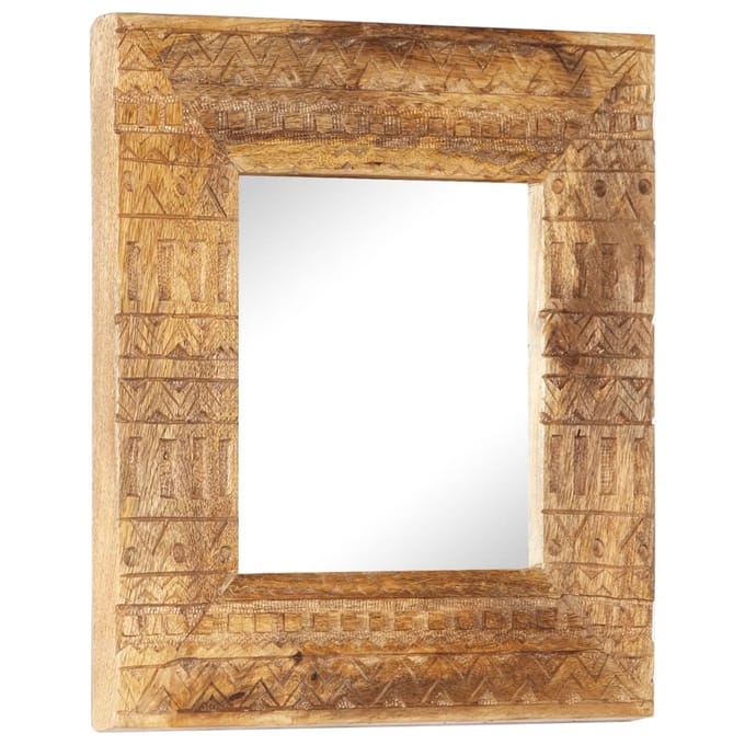 vidaXL - Spiegel - handgesneden - 50x50x2,5 - cm - massief - mangohout