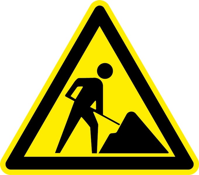 Wegwerkzaamheden sticker 200 mm