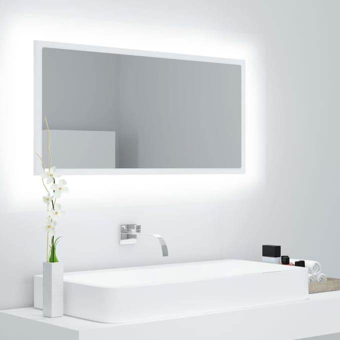 vidaXL Badkamerspiegel LED 90x8,5x37 cm acryl wit