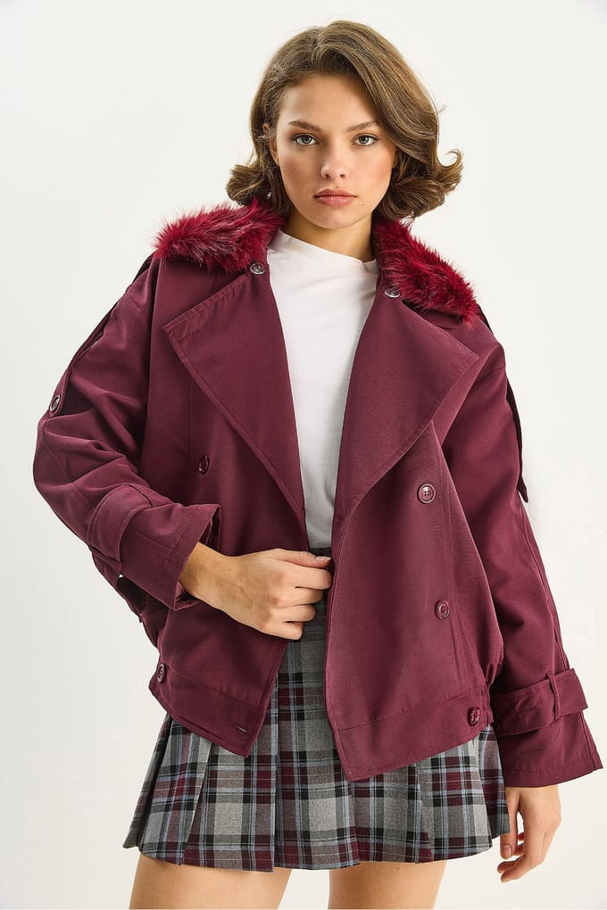 Trenchcoat met Nepbont Kraag