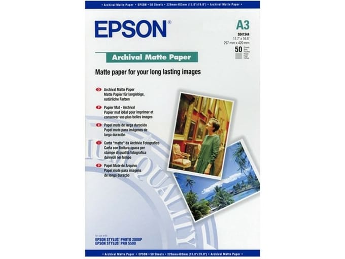 Epson S041344 Archival Matte Paper A3 (50 vel) Fotopapier