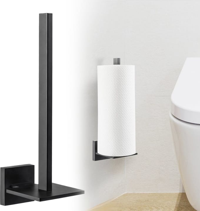 Reserverolhouder Zwart - Hangend - Boren - Wc rolhouder Vierkant