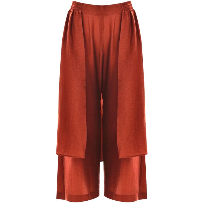 Linnenmix Brede Broek Dames Mat Fashion Layered
