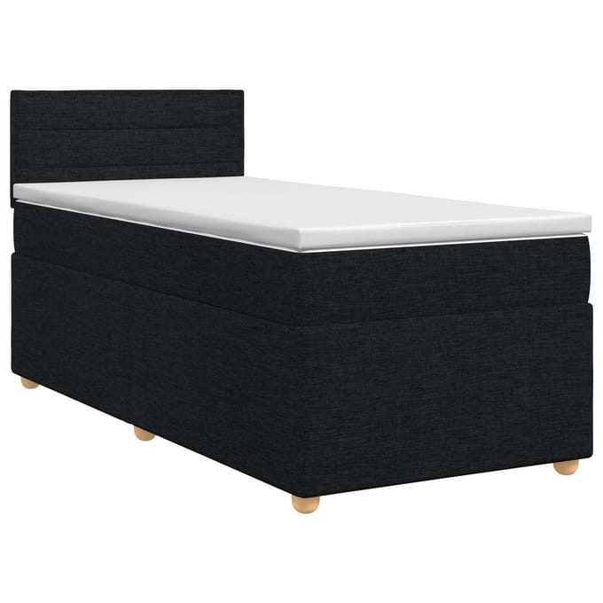 vidaXL - Boxspringbed - met - matras - met - hoofdeinde - Zwart - 100 - x - 200 - cm - Stof