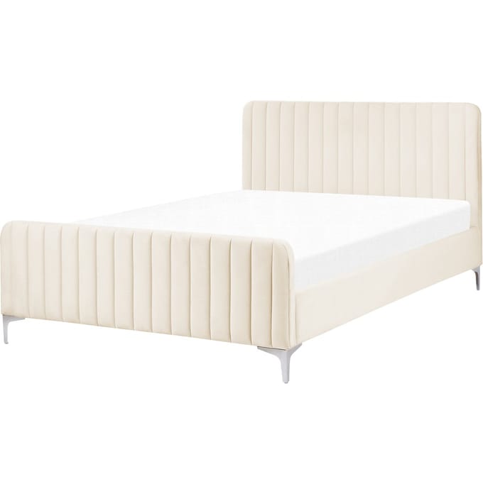 LUNAN - Tweepersoonsbed - Lichtbeige - 140 x 200 cm - Fluweel