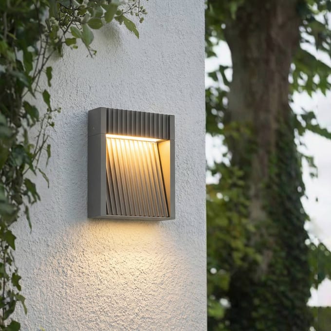 Lucande LED buiten wandlamp Tavion, 16 cm, antraciet, IP65
