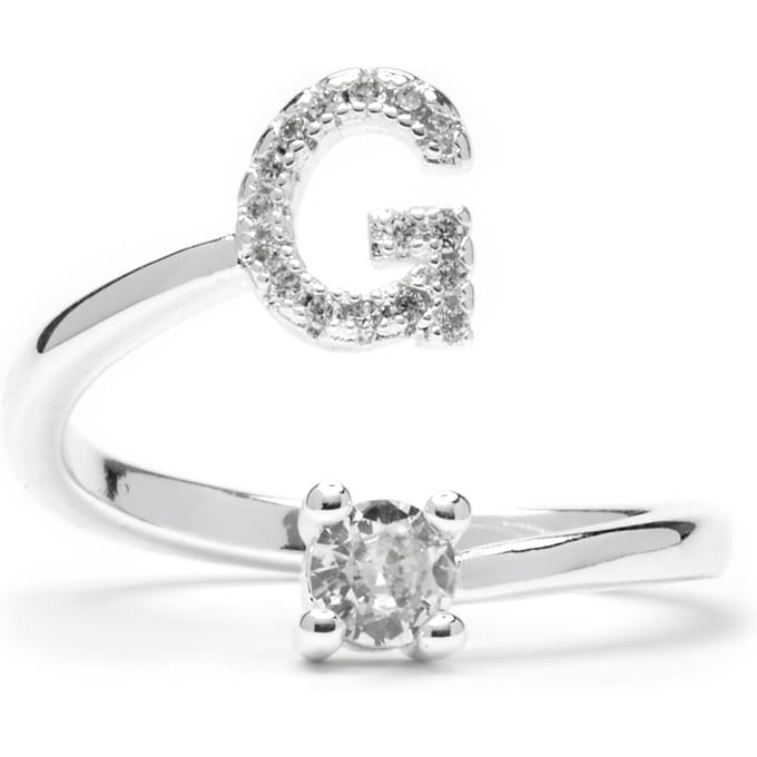 Luxenter Ring met glanzende zirkonia, zilveren afwerking - Alphabet