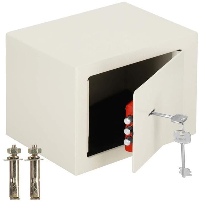 Springos Kluis - Sleutelkluis - Kluisje met Sleutel - 23 x 17 x 17 cm - Beige