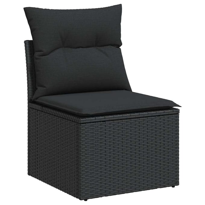 vidaXL - 7-delige - Loungeset - met - kussens - poly - rattan - zwart