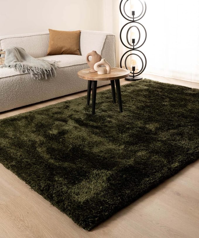 Shaggy vloerkleed - Meadow olijfgroen 200x300