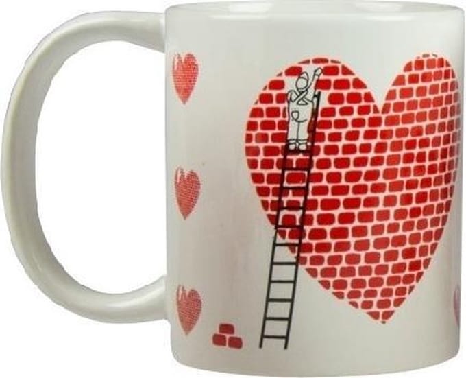 Arti Casa Mok Stenen Hart 300 Ml Keramiek Wit/rood