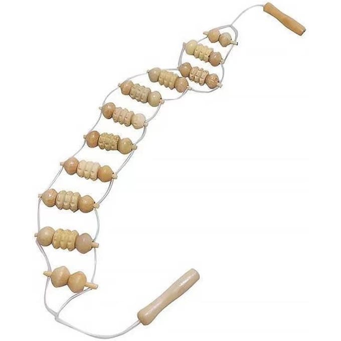 1pcs Therapy Massage Tool Back Massager Roller Rope for Body Shaping Pulling back artifact can open the back roller massage fitness tool beige
