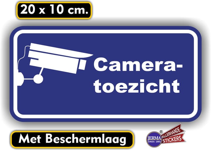 Jerma - Cameratoezicht - Sticker - 20 x 10 cm - Zelfklevend - Weerbestendig - Vinyl