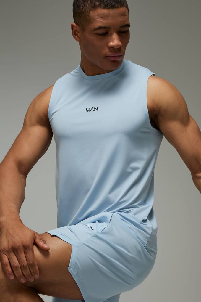 Heren Active Performance Regular Fit Tanktop | Light Blue | Size XS
