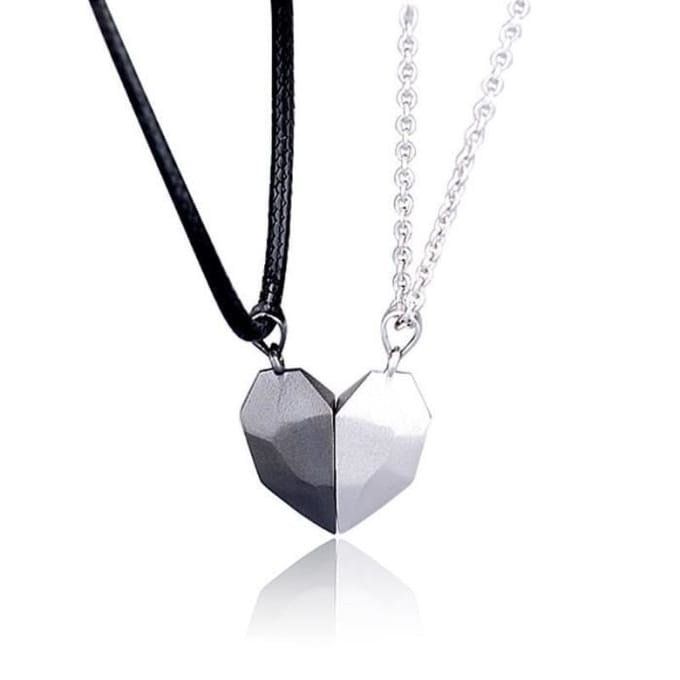 Collier - AS shown - 2 pièces - Argent - Mixte - Amoureux coeur pendentif white