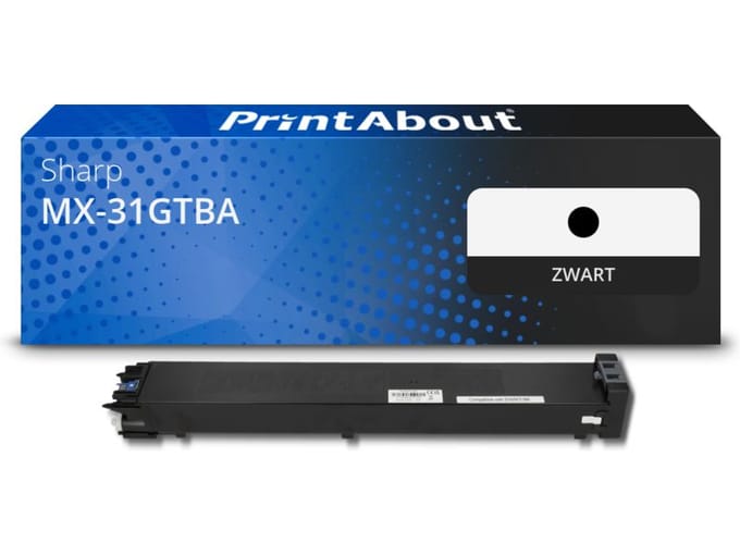 PrintAbout huismerk Toner MX-31GTBA Zwart Geschikt voor Sharp