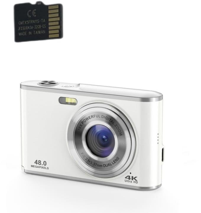 Digitale camera 4K 48MP 16x zoom webcam met 32GB geheugenkaart