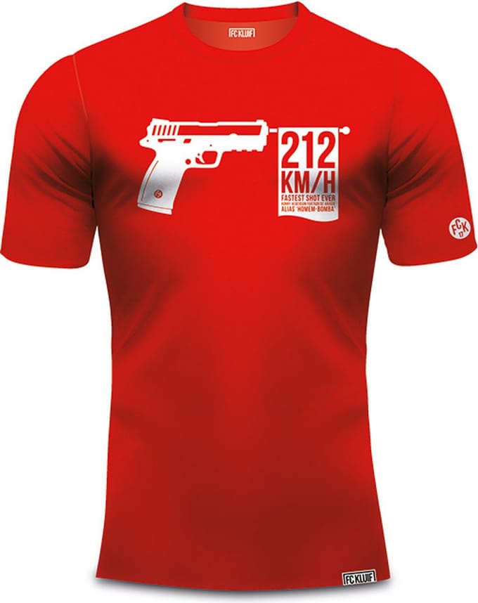 FC Kluif - Voetbal T-shirt - Fastest shot ever - Rood - Maat S - Regular fit