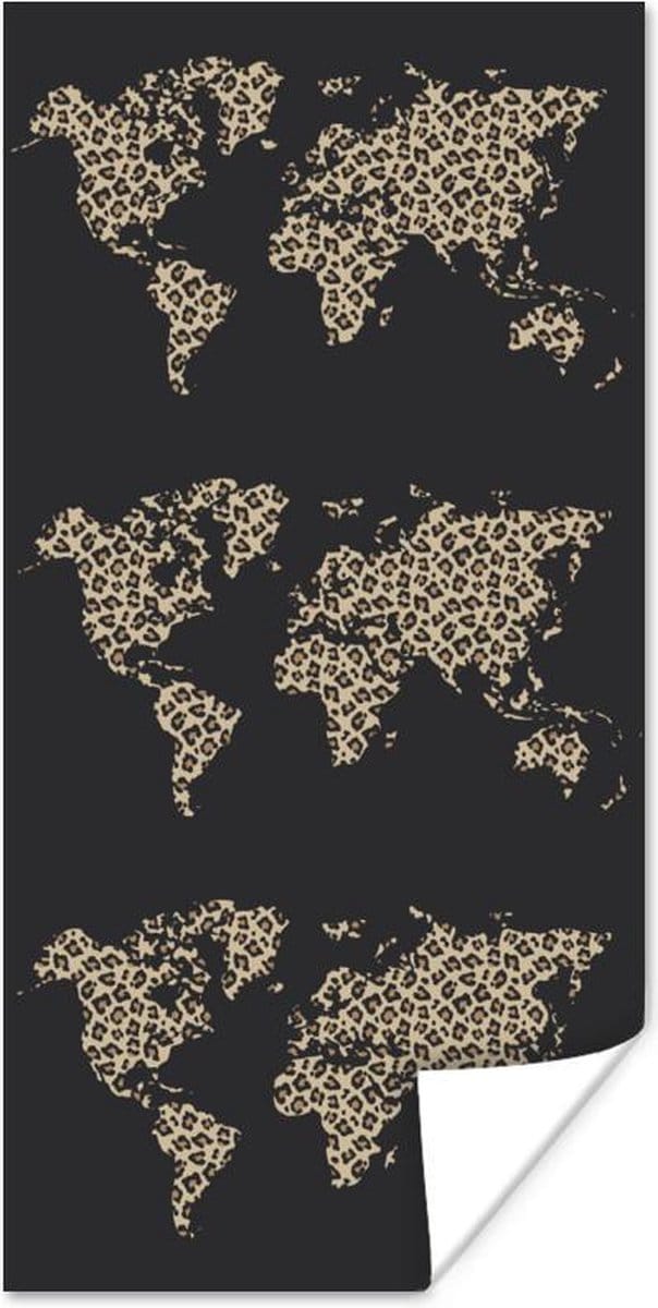 Wereldkaarten - Wereldkaart - Panterprint - Patroon - 80x160 cm