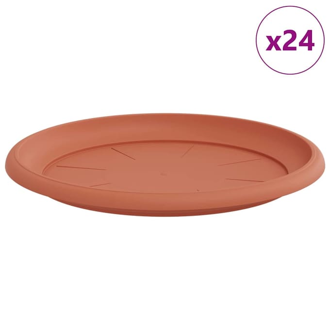 vidaXL - Ronde - bloemenschalen - 24 - st - Baksteenrood - Ø - 27 - x - 2,5 - cm - Kunststof