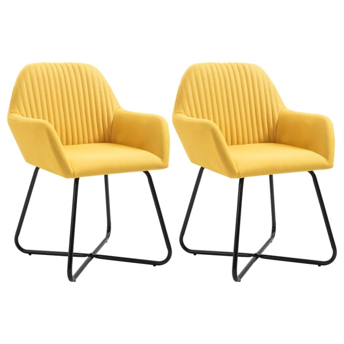 vidaXL - Eetkamerstoelen - 2 - st - stof - geel