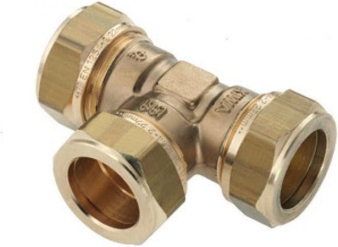 Messing knel t-stuk 15x1/2bix15mm