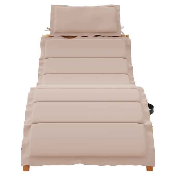 vidaXL - Ligbed - met - kussen - massief - acaciahout - taupe