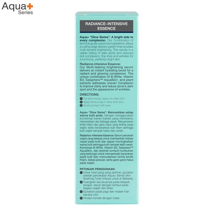 Aqua+ Series Radiance-Intensive Essence, Hydrating-Luminous Booster, Glow Teint, 30 ml. 30 ml. white