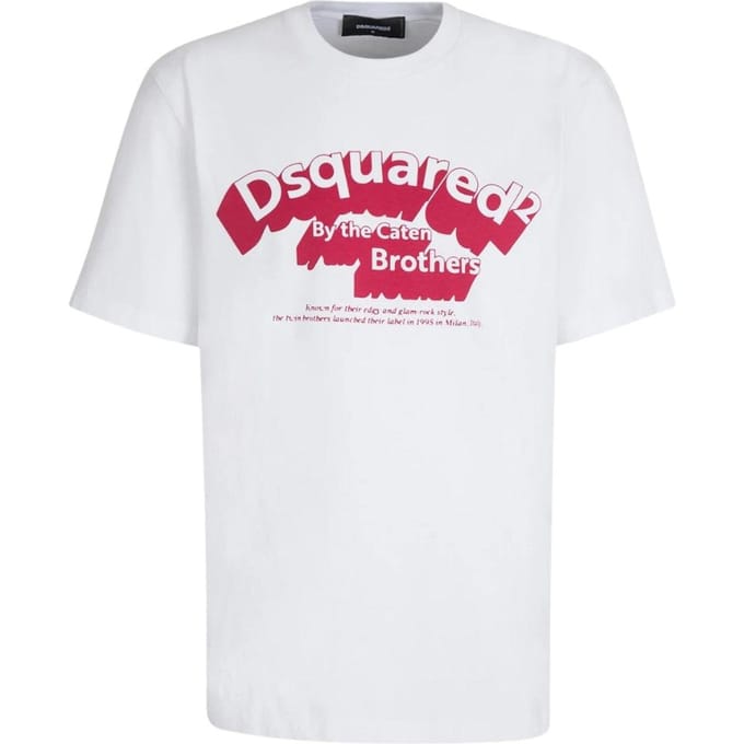 DSquared2 Heren Logo gevlokt T-Shirt (Wit, Rood)