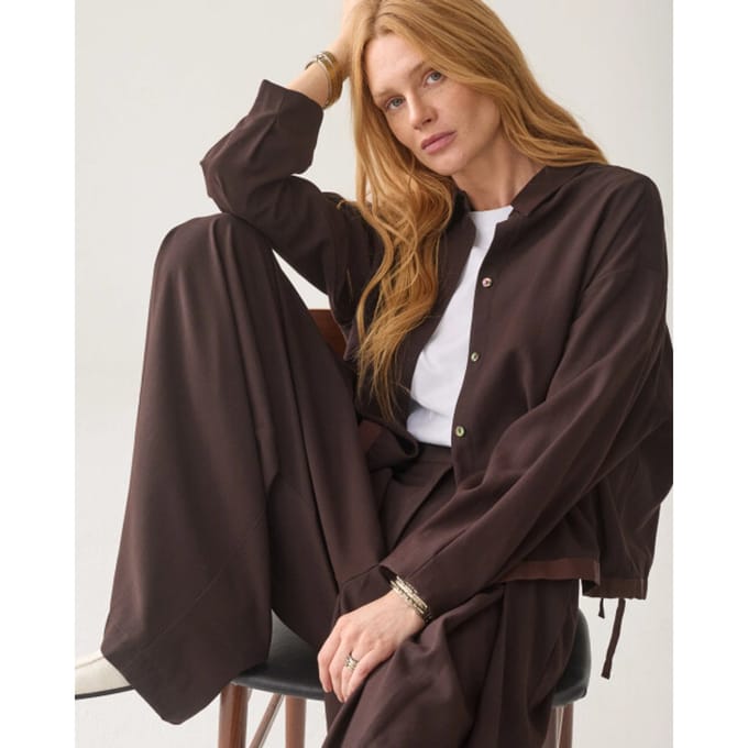 Summum 2s3543-12483 754 blouse viscose twill dark chocolate
