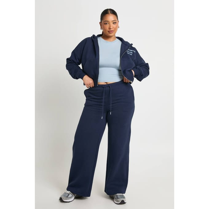 boohoo Dames Plus Joggingbroek met Wijde Pijpen | Navy | Maat: 20