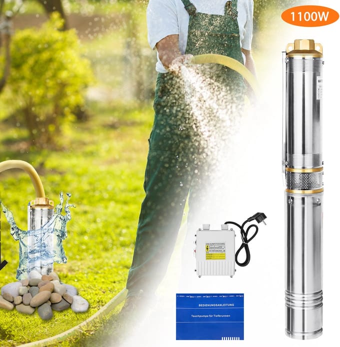 Diepteputpomp, putpomp, buispomp, automatische omschakeling, 4 inch, 1100W