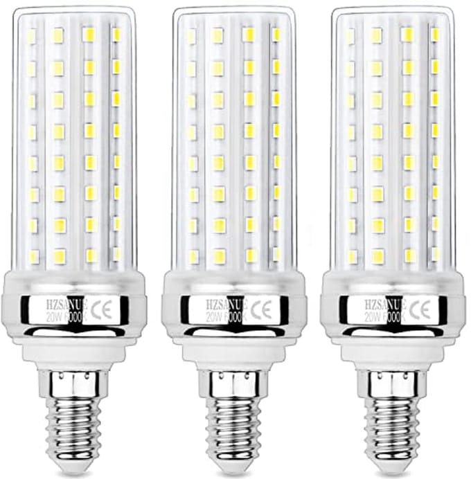 E14 LED Corn Bulbs 20W - 150W Equivalent, Dimmable, Daylight White, Pack of 3