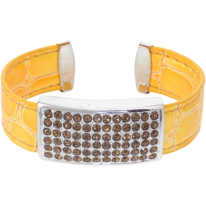 Behave – Armband dames smal – mosterdgeel krokodillenlook – retro chic