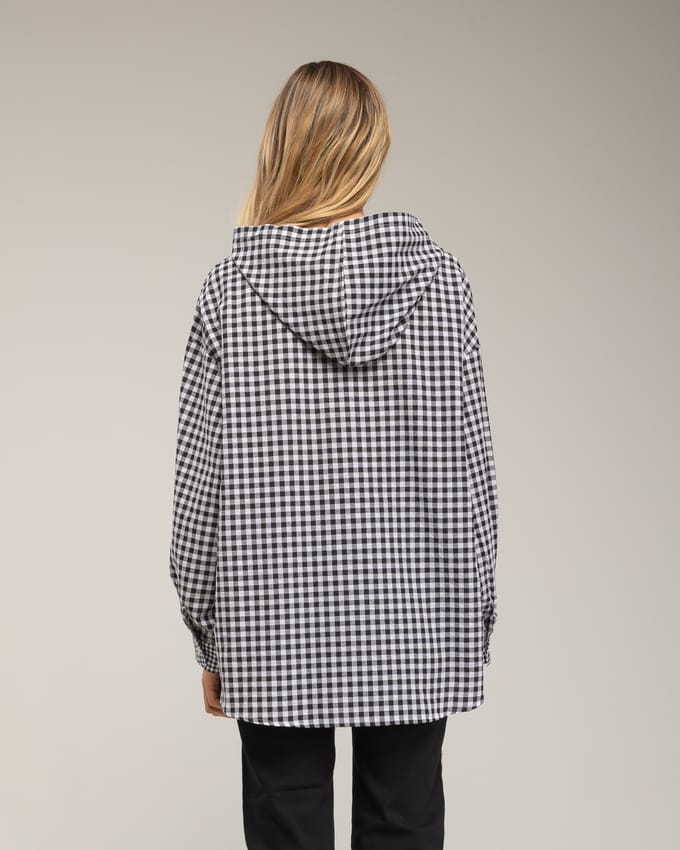 Oversized gingham overhemd met capuchon