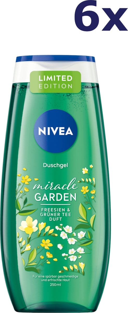 Nivea Miracle Garden Shower Gel Freesia & Green Tea - 6 x 250 ml