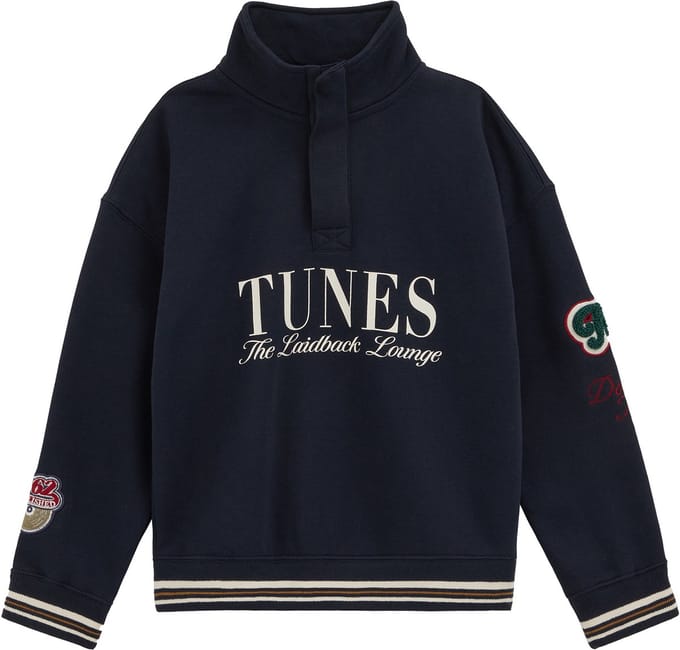 WE Fashion Jongens sweater met quarter-zip en print