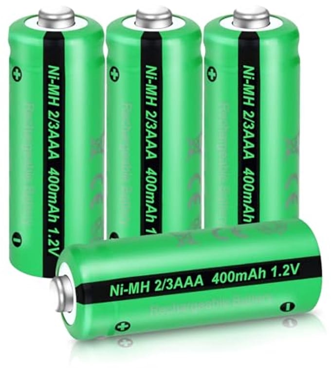 Solidchoice - Oplaadbare NiMH Batterijen 1.2V 2/3 AAA, 4 Stuks