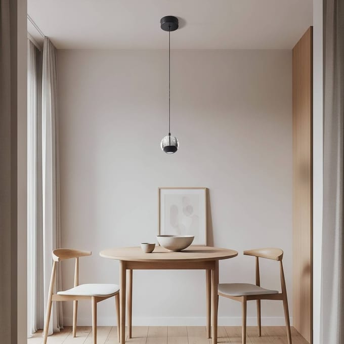 Lucande LED hanglamp Hayley, zwart, 1-lamp, glas