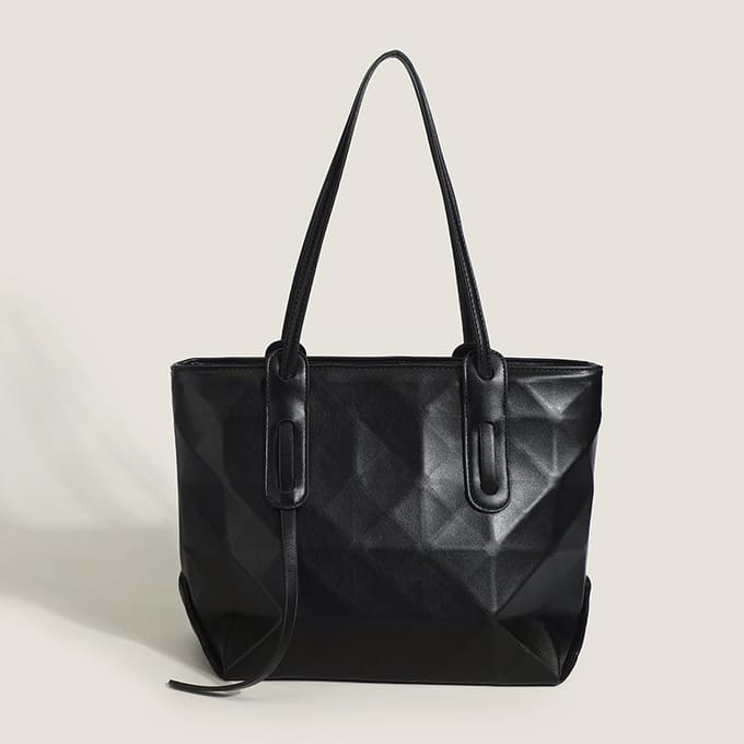 Damestas Handtas Schoudertas Geometrische Ruitjes Tas Pendeltas Dames black